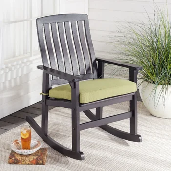 Better Homes & Gardens Уличное деревянное кресло-качалка Delahey, садовая мебель с зеленой подушкой, уличное кресло