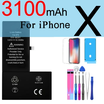 Аккумулятор Большой Емкости PINZHENG Для iPhone 6S 6 7 8 Plus11 12 Pro Max Сменный Аккумулятор Bateria Для iPhone 5 5S 5C SE X XR XS Battery