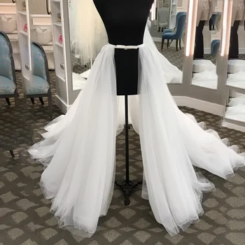 Съемная юбка для свадебного платья из четырех слоев тюля со шлейфом спереди, съемный шлейф для новобрачных