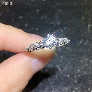 MeiBaPJ 5 мм Сверкающий драгоценный камень Муассанит Классическое простое кольцо для женщин из стерлингового серебра 925 пробы Изысканные свадебные украшения