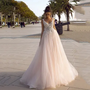 Свадебное платье принцессы LORIE 2020, платье невесты с V-образным вырезом и открытой спиной, свадебные платья с 3D аппликацией, Vestido Novia