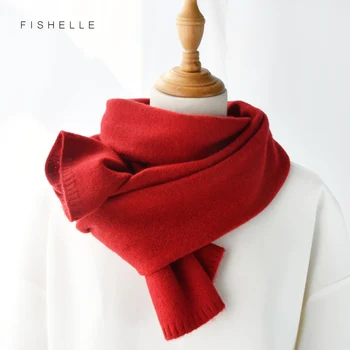 2023 новый красный шерстяной шарф, женские зимние теплые вязаные тонкие шарфы, женские маленькие короткие шарфы, женские