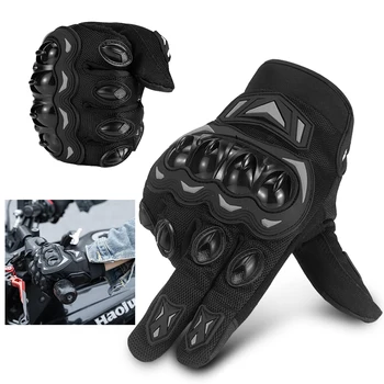 Мотоциклетные Перчатки С Противоскользящим сенсорным экраном, черные Перчатки на полный палец, Гоночные Аксессуары для верховой езды, Защитное снаряжение для мотоциклов