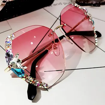 Модные и элегантные солнцезащитные очки с защитой от ультрафиолета с круглым вырезом и стразами Универсальные солнцезащитные очки