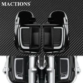 Яркая черная грелка для голени, Вентилируемый обтекатель, Бардачок + Светодиодная подсветка нижней решетки + Массивные пластины, крышка решетки радиатора для Harley Touring