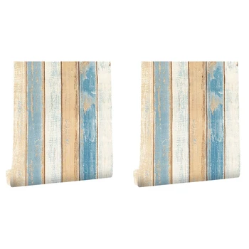 2X, 6M Виниловая 3D бумага с зернистостью древесины в Средиземноморском стиле, Самоклеящиеся обои, наклейки на стену для Мебели