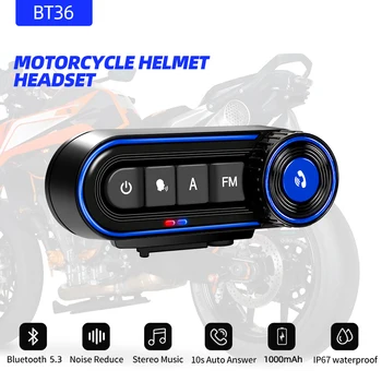 Гарнитура для мотоциклетного шлема BT 5.3 Беспроводные наушники FM-радио Стерео Водонепроницаемые наушники громкой связи с голосовым управлением Снижение шума