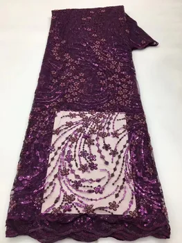 Африканская Тюлевая Кружевная ткань с пайетками 2022, Высококачественная французская вышивка, Сетчатый кружевной материал, 5 ярдов Для пошива вечерних платьев в нигерийском стиле