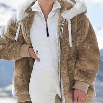 Осенне-зимнее плюшевое пальто 2022, Женское пальто из искусственного меха, куртка с плюшевым мишкой, Толстая теплая куртка из искусственного флиса, Пушистые куртки, пальто