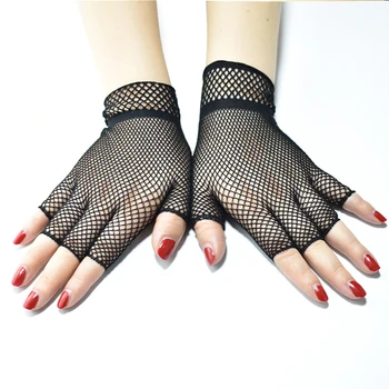 Женские эластичные кружевные перчатки с рыболовной сетью, Летние короткие перчатки на половину пальца, Модные перчатки для косплея, Украшение, этикет для вечеринок
