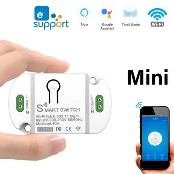 Модуль Wi-Fi Ewelink Breaker Совместим с Alexa Google Home Smart Switch 10a Mini, беспроводные переключатели для автоматизации умного дома