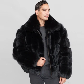 Зимняя куртка-бомбер, мужская шуба из лисьего меха, теплая меховая куртка премиум-класса, модная верхняя одежда, бесплатная доставка
