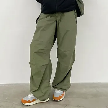 Женские брюки в стиле ретро Y2k Harajuku, Мешковатые брюки-карго с завязками, Свободные Широкие брюки с прямым Парашютом, Женский спортивный костюм