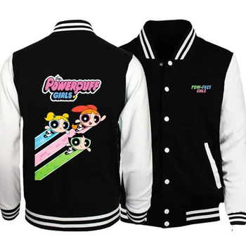 Аниме P-Powerpuffs/ Бейсбольная форма для девочек, Куртка, Мужская Женская Мода, Бейсбольный Спортивный свитер, Куртка, Мужская Верхняя Одежда, Пальто с капюшоном