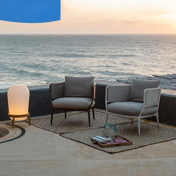 Открытый ротанговый диван комбинированный внутренний двор виллы с одним садом ротанговый стул водонепроницаемый солнцезащитный крем натуральный балкон диван-кресло