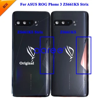 Крышка батарейного отсека для ASUS Rog Phone 3 ZS661KS Задняя Крышка корпуса для AUS ZS671KS Задняя крышка корпуса Strix С клеем и объективом камеры