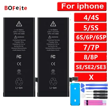 Оригинальный Аккумулятор Bofeite с микросхемой IC Для iPhone 4 4S 5S 6 6S 6PLUS 6SPLUS 7 8 Plus X 0 Циклов Замены Батарей С инструментами