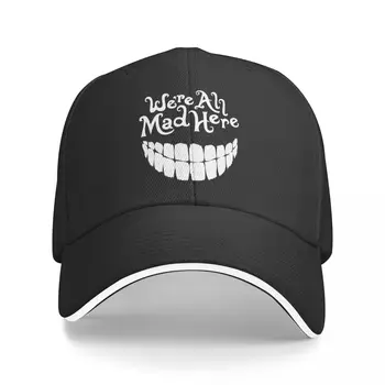We Re All Mad-Здесь Чеширский кот Алиса в кепке дальнобойщика Snapback для мужчин, бейсболка с клапаном, мужские шляпы, кепки с логотипом