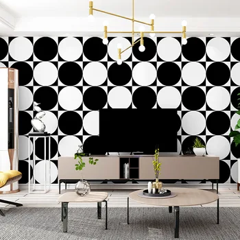 Черно-белые обои, современный минимализм, скандинавский стиль, Геометрическая Гостиная, Спальня, Ресторан, ТВ-фон, обои на стену