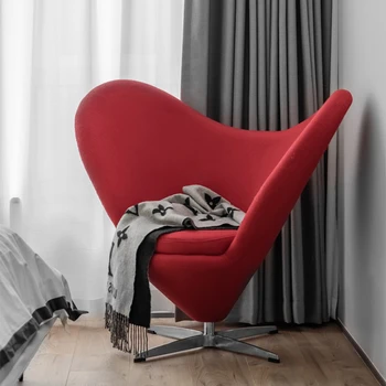 Дизайнерское кресло в форме сердца в скандинавском минимализме, креативное тканевое кресло для отдыха, модель гостиной, спальня, диван для одного человека