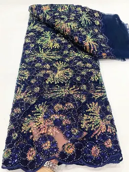 Французский Тюль, Сетчатая Кружевная ткань, Высококачественная Вязаная Крючком Роскошная Цветная вышивка Пайетками, Праздничное платье в Нигерийском стиле из Ганы OR4251