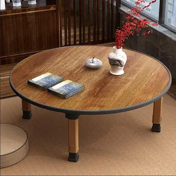 Складной стол в японском стиле, обеденный стол, маленький круглый стол, татами, столик с плавающим окном, домашний столик, низкий столик