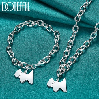 DOTEFFIL, 2 шт., ожерелье-браслет из стерлингового Серебра 925 пробы, набор Для женщин, мужчин, Свадебные украшения для Помолвки