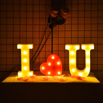 Алфавитный светильник, Светодиодная лампа со Светящимися Буквами, Лампа с номером, Рождественский Подарок, Свадебный светодиодный Ночник, Украшение На День Рождения, Любовь, Годовщина
