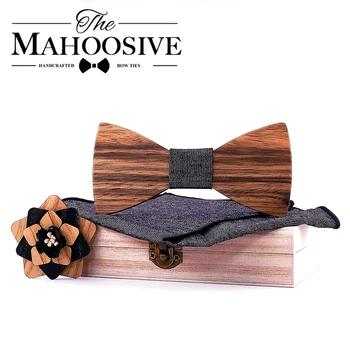 Дерево, Оригинальный дизайн, Натуральный деревянный галстук-бабочка, Изысканная мужская брошь-бабочка Ручной работы, Булавка, Деревянная подарочная коробка, набор для свадьбы