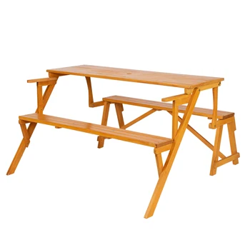 138,5 * 137 * 75 см, стол и стул двойного назначения из массива дерева, несущий нагрузку 150 кг, Желтая садовая скамейка для заднего двора