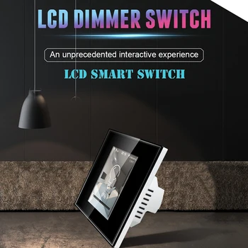 Умный Переключатель Homekit Wifi Light Switch, Выключатель для штор, Сенсорная панель с ЖК-экраном, с RGB LED окружающим освещением, для Alexa Google Home