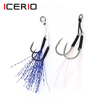 ICERIO 5 пар/пакет 11 # -20 # Двойные Джиговые Крючки С Зазубринами И Сплошным кольцом, Блестящие Мормышки Для морской Рыбалки, Блесны, Крючки для Приманки