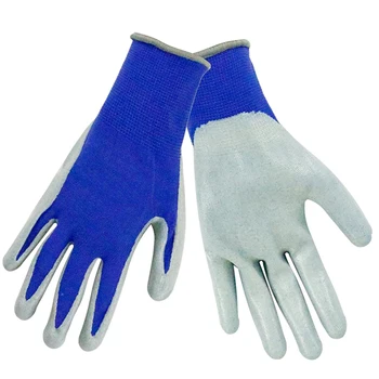 Женские садовые перчатки с резиновым покрытием, дышащие трикотажные для двора, синие