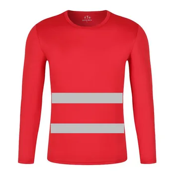 Красные флуоресцентные рубашки с высокой видимостью, Светоотражающая защитная футболка с длинным рукавом, шорты Hi Vis, быстросохнущая строительная рабочая одежда