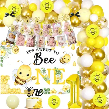 Украшения для вечеринки в честь 1-го дня рождения Пчелы, Фон Sweet To Bee One, Баннер с пчелиной тематикой, Топпер для пчелиного торта на Первый день рождения