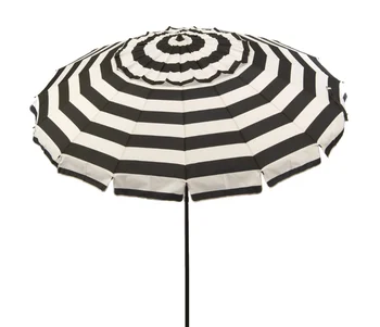 8-футовый зонт в черно-белую полоску для патио и пляжа с дорожной сумкой