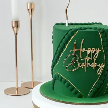 INS Новый Топпер для торта Happy Birthday, Акриловый золотой Топпер для кексов Birthday Oh Baby для детского душа, украшения торта для вечеринки по случаю дня рождения