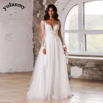 YOLANMY Bohemian Aline Пышные свадебные платья для Свадьбы Длиной до пола С аппликациями Vestido De Casamento На заказ Plus