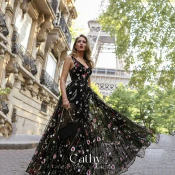 Черные шифоновые вечерние платья Cathy Princess, сексуальные вечерние платья для выпускного вечера с открытой спиной, летнее праздничное платье для выпускного вечера 2023