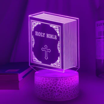 3D Оптический акриловый ночник, Книга, Святая Библия для декора спальни, Уникальный христианский подарок, настольная лампа на батарейках USB