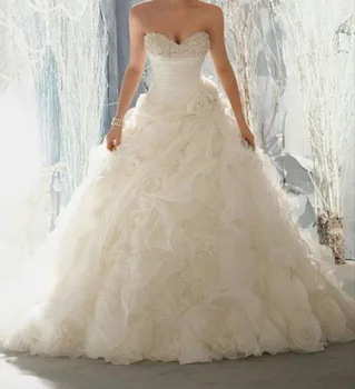 Элегантный Дизайн, расшитые бисером свадебные платья без рукавов с оборками и цветочным рисунком в виде сердца